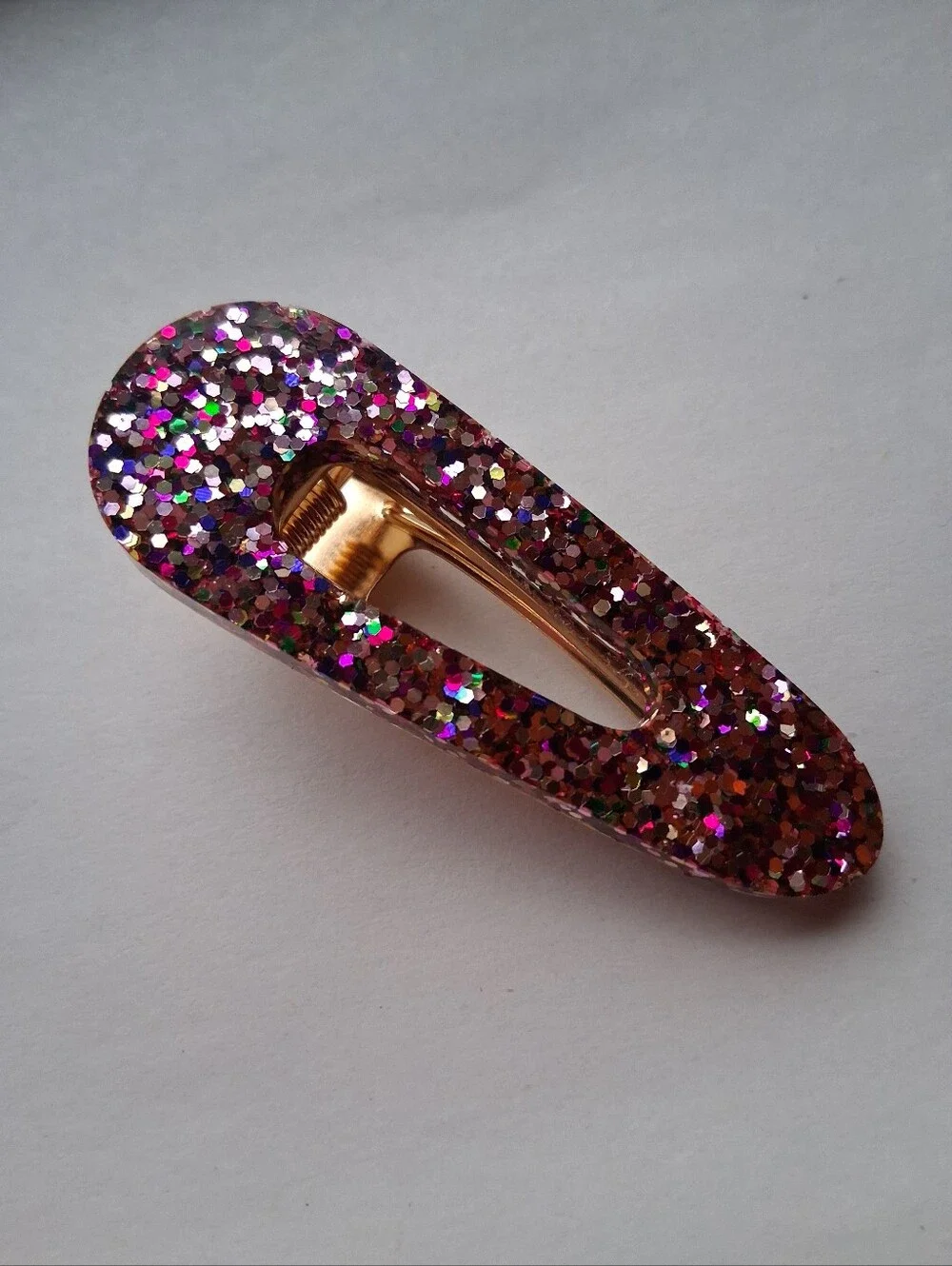 5/$25 Hand Crafted Pink Multi-Glitter Hair Clip